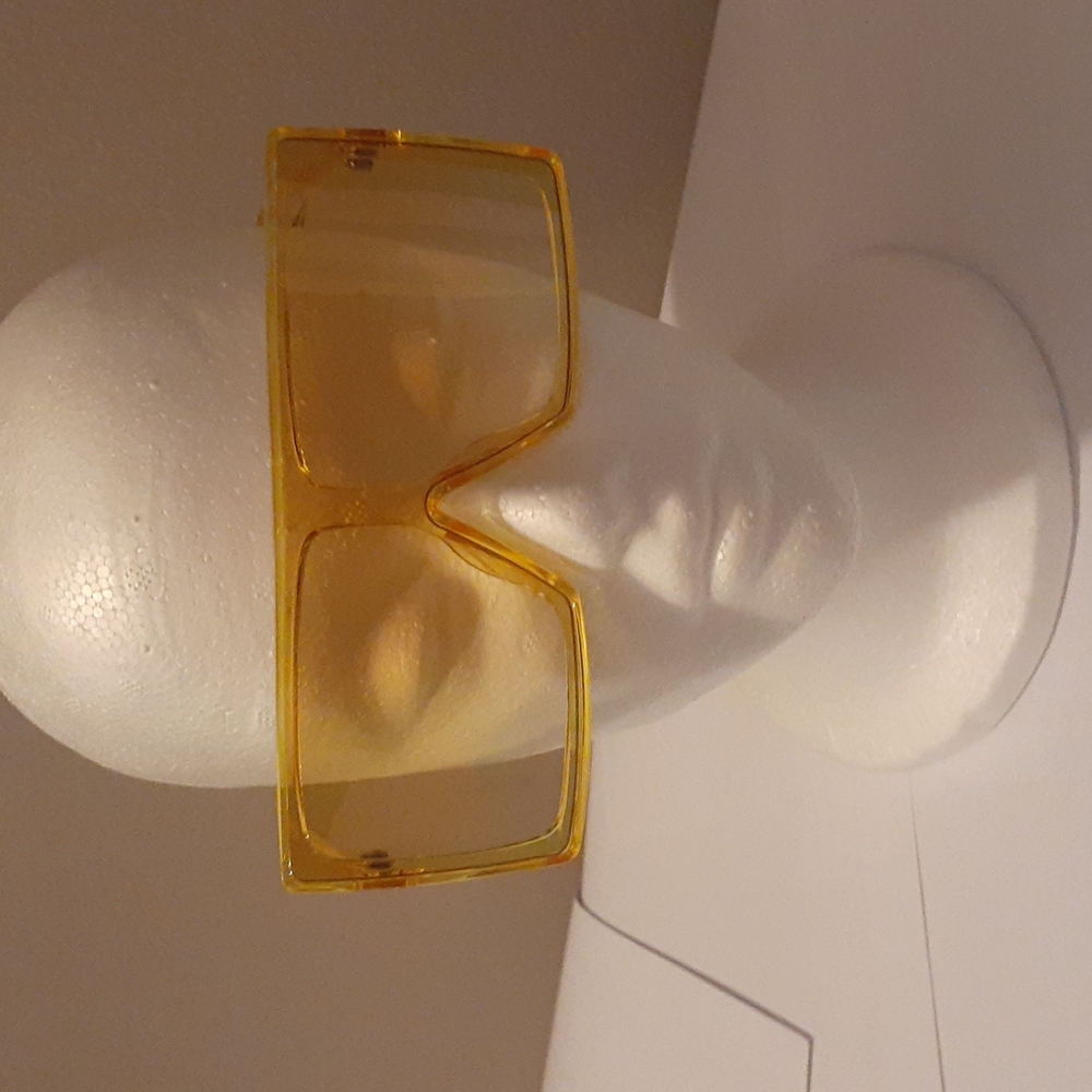 Yellow Oversize Square Crystal Pastel Sunglasses